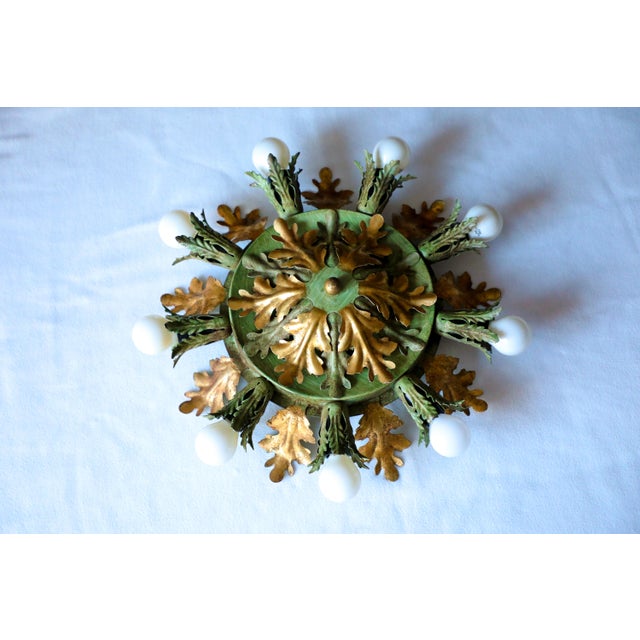 Vintage Gold & Green Florentine Ceiling Lamp from Banci, 1970s For Sale - Image 14 of 15