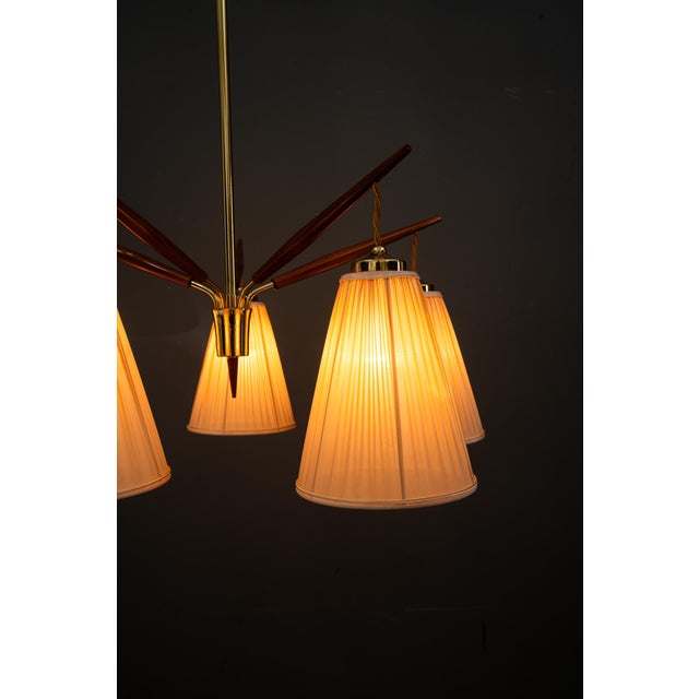 Chandelier with Fabric Shades from Rupert Nikoll, Vienna, 1950s For Sale - Image 14 of 18
