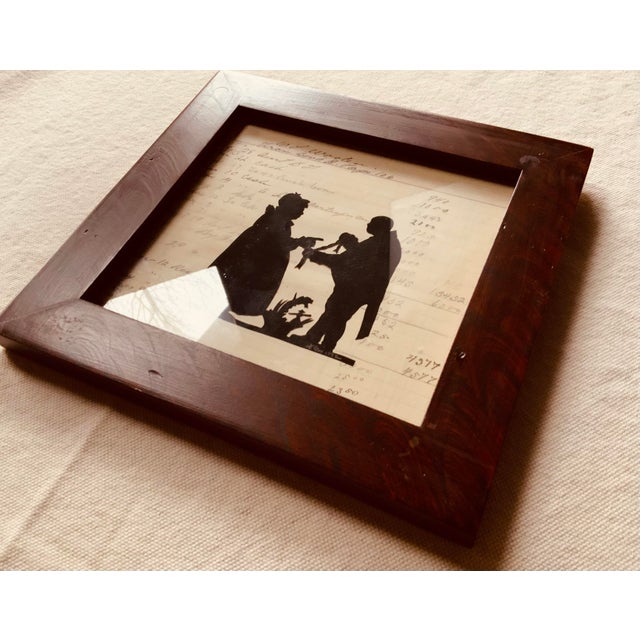 1980s Cecil Cox Hand-Cut Scissor Silhouette on Early 1900s Sc Ledger in Faux-Grained Frame For Sale - Image 10 of 12