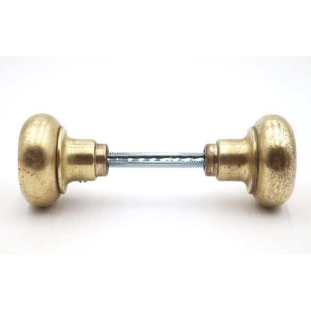 Mid 20th Century Vintage Concentric Brass Finish Passage Door Knob Set For Sale - Image 5 of 9