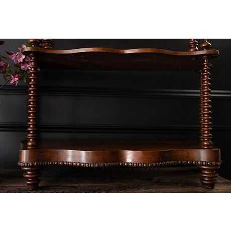 Antique Victorian Spool Turned Etagere, Tabletop Display Shelf With Serpentine Front For Sale - Image 4 of 17