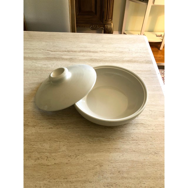 Pottery Barn Large Round Ceramic Bowl W/Lid Chairish