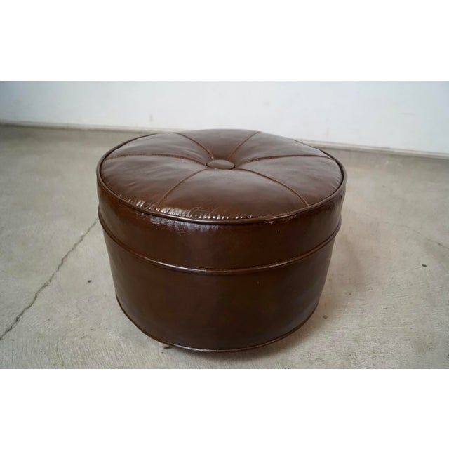 Mid-Century Modern 1970’s Mid-Century Modern Brown Pouf Ottoman For Sale - Image 3 of 9
