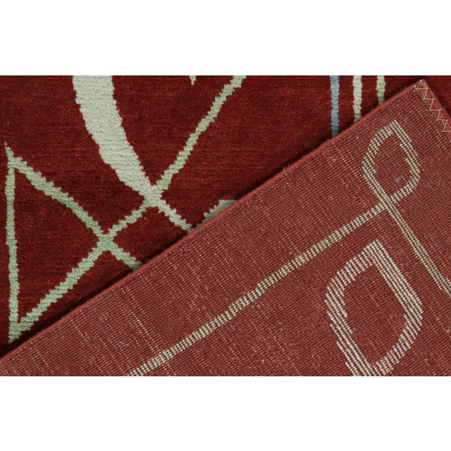 Textile Rug & Kilim’s French Style Art Deco rug in Red & White Geometric Patterns - 6x9 For Sale - Image 7 of 7
