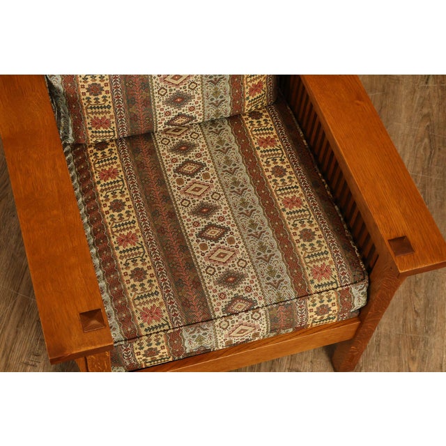Stickley Mission Collection Oak Compact Morris Chair With Loose Cushions For Sale - Image 13 of 18