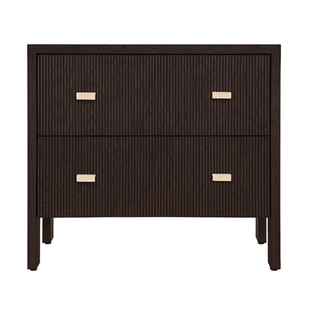 Matthew Izzo Home Andre Espresso Fluted Oak Side Table With Brass Hardware For Sale In New York - Image 6 of 6