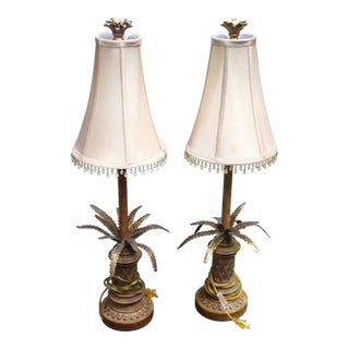 Vintage Palm Tree Buffet Lamps - a Pair For Sale