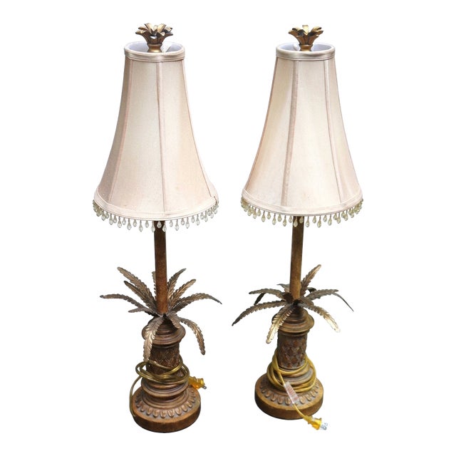 Vintage Palm Tree Buffet Lamps - a Pair For Sale