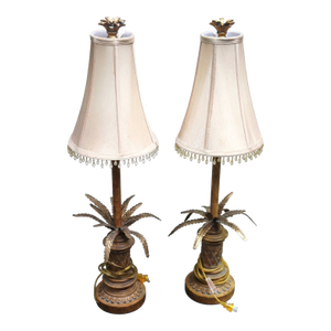 Vintage Palm Tree Buffet Lamps - a Pair