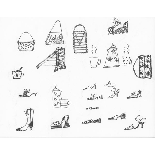 Black The Girls, Three Pages With Drawings Printed on Both Sides Reproduction For Sale - Image 8 of 8