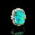 A captivating opal takes center stage, its cushion shape revealing a mesmerizing rainbow of colors. Surrounding the opal,...