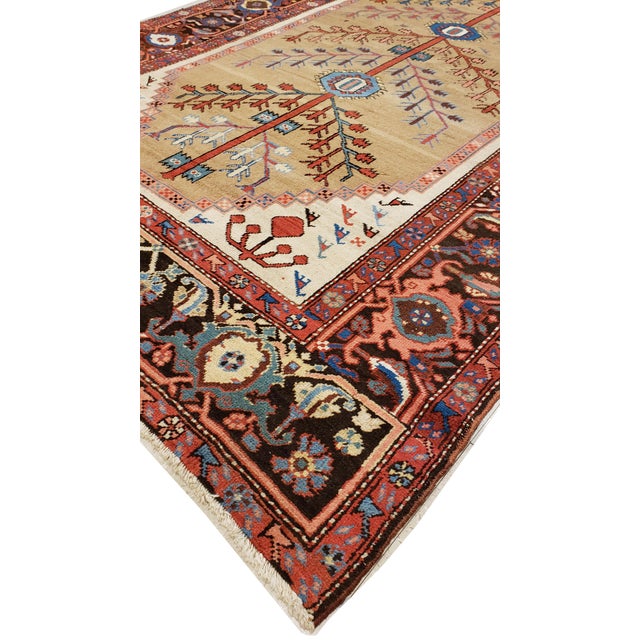 Textile Antique Persian Bakhshaish Carpet, Handmade Wool Oriental Rug, Ivory Light Blue For Sale - Image 7 of 18
