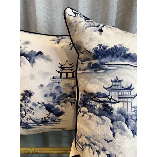 Chinoiserie Pagoda Pillows, Pair For Sale - Image 4 of 5