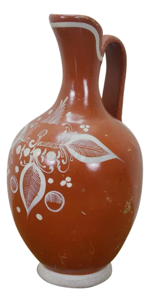 Mid 20th Century Mexican Folk Art Terracotta Pottery Pulque Agave Pitcher Water Jug 13"