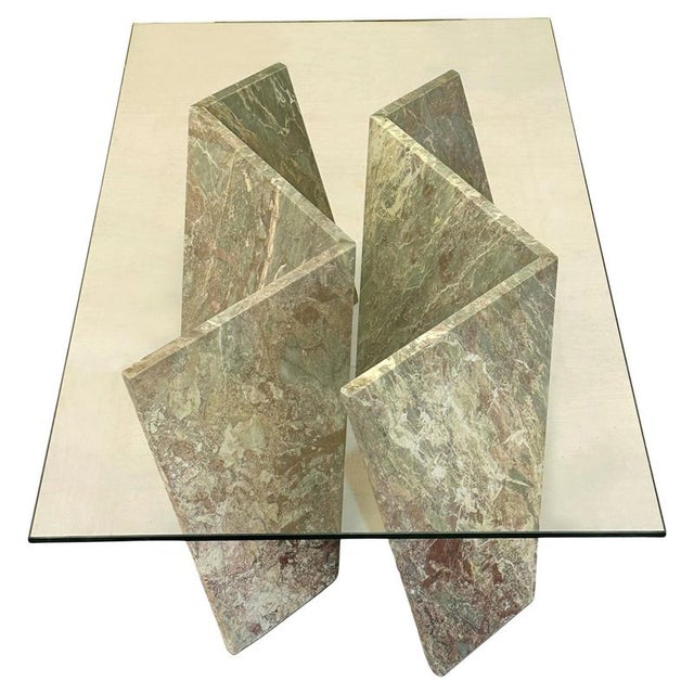 Marble Coffee Table with Rectangular Glass Top, Italy, 1970s For Sale - Image 16 of 16