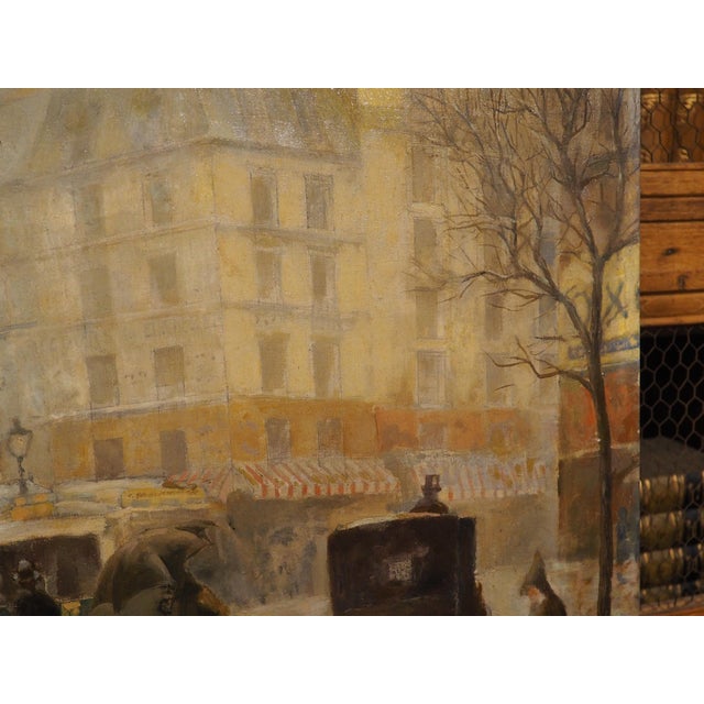 Antique Parisian Street Scene Oil on Canvas Painting of Porte Saint-Martin, 1913 For Sale - Image 15 of 16