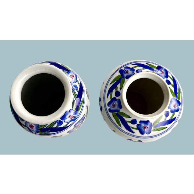 Ceramic Chinese Porcelain Hand Painted Vases - A Pair For Sale - Image 7 of 10