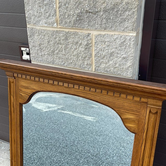 American Vintage Pennsylvania House Traditional Solid Oak Wall Mirror For Sale - Image 3 of 11