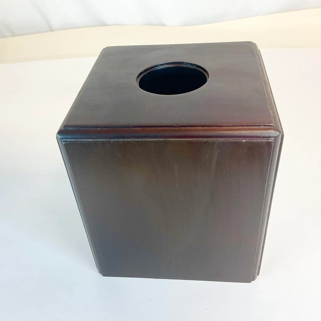 1980s Vintage Traditional Boho Chic Wood Tissue Box For Sale - Image 4 of 9