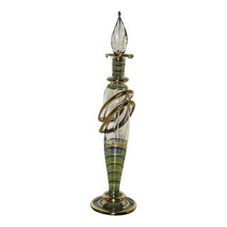 Vintage Egyptian Glass Perfume Bottle, Hand-Blown For Sale