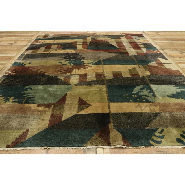 Brown Vintage Tibetan Rug, 08'00 X 09'06 For Sale - Image 8 of 10