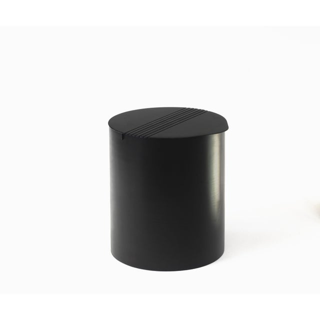 Round Laundry Basket in Dark Brown Stained Wood by Luca Villa For Sale - Image 6 of 6