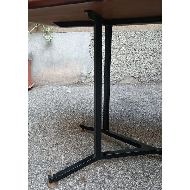 1950s Iron & Brass Adjustabe Dining Table in Octagonal Shape, 1950s For Sale - Image 5 of 6