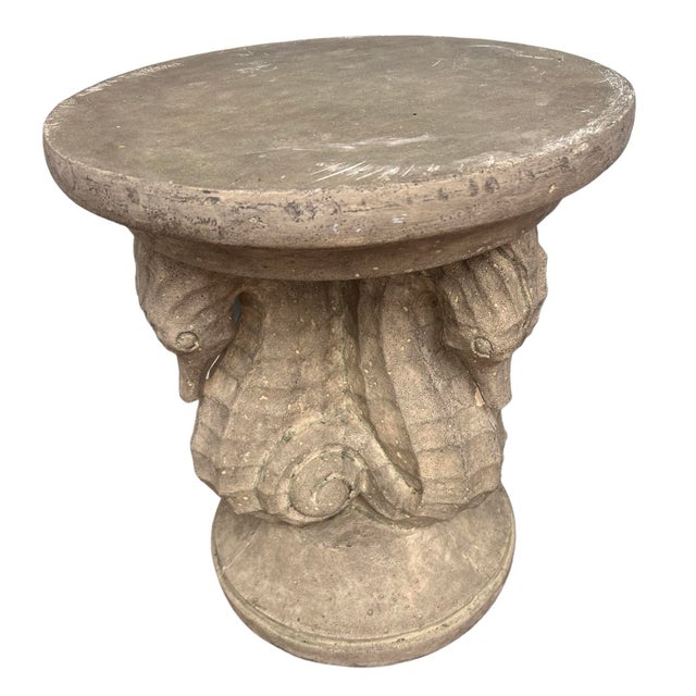 Palm Beach Cement Resin like Seahorse garden stool or side table. Can be boxed and shipped. sturdy to use as a side table.