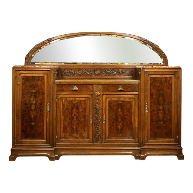 Large Art Nouveau Buffet in Walnut and Burl, 1900 For Sale