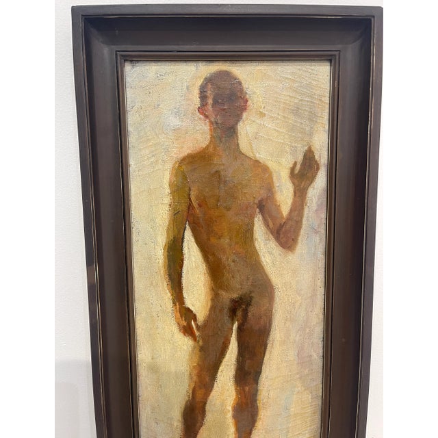 Beige 1920 French Modern Male Nude Oil Painting on Academic Canvas For Sale - Image 8 of 13