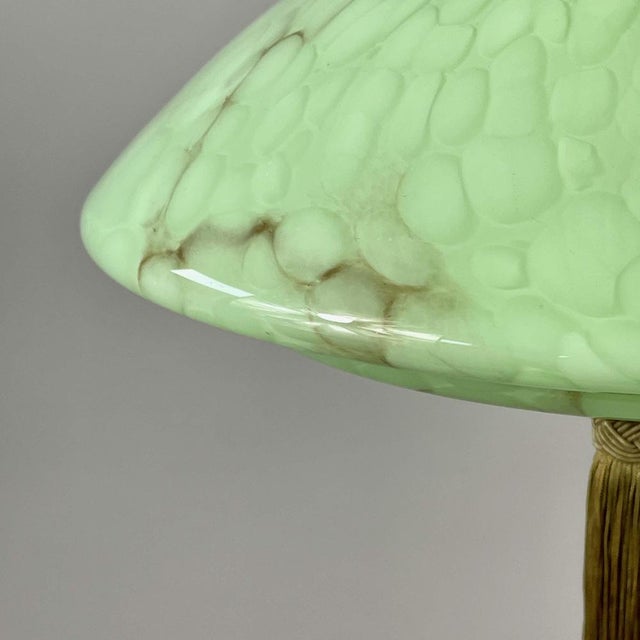 Green Marbled Opaline and Burnished Brass Pendant with Tassel, Germany, 1930s For Sale - Image 9 of 17