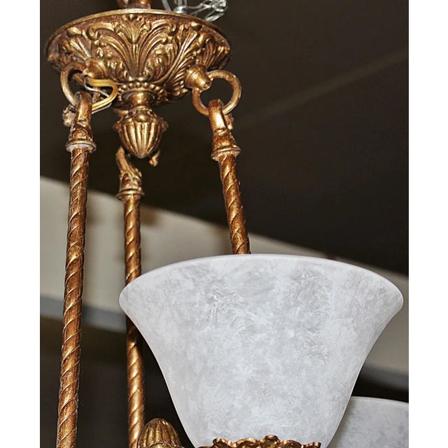 Metal 1980s Gilt Metal Neoclassical Chandelier For Sale - Image 7 of 7