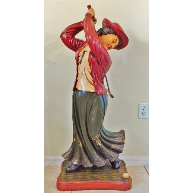 X-Large 42" Late 20th Century Large Woman Golfer Decorative Resin Statue For Sale - Image 9 of 9