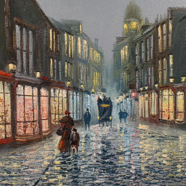 1980's Large Vintage Edwardian Street Painting For Sale - Image 4 of 11