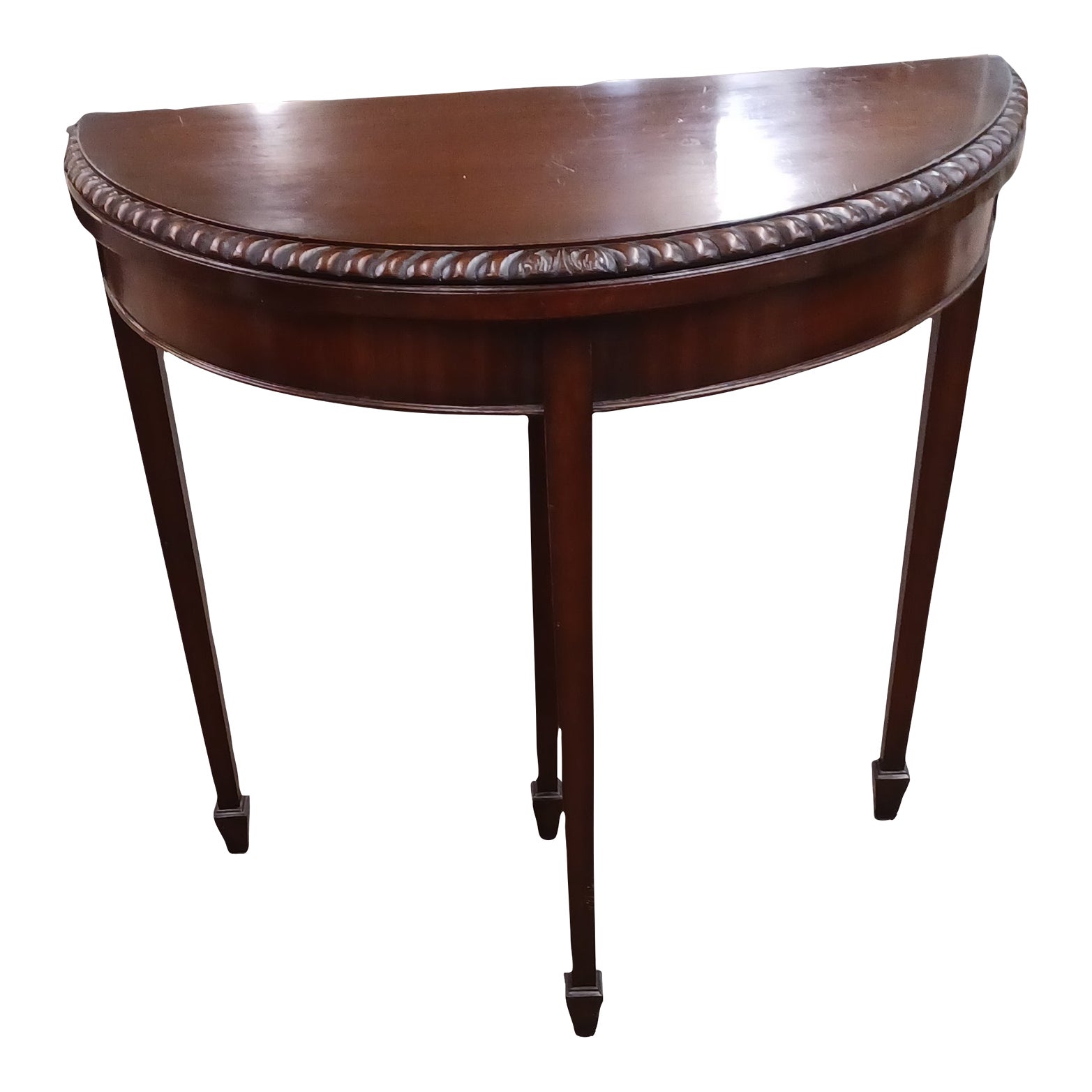 Antique 19th Century Edwardian Mahogany Demi Lune Flip Top Card Table