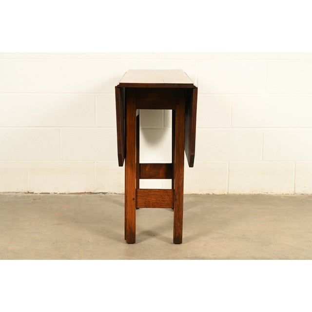 Gustav Stickley Mission Oak Arts & Crafts Drop Leaf Dining Table, Circa 1912 For Sale - Image 13 of 15