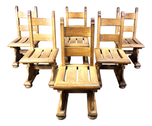 Brutalist Oak Dining Chairs, 1960s, Set of 6