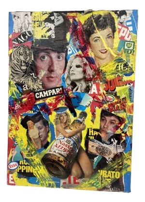 Italian Artist, Hollywood Collage, Mixed Media