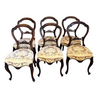 Antique Victorian Rosewood Dining Chairs, 1860, Set of 6 For Sale