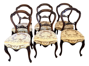 Antique Victorian Rosewood Dining Chairs, 1860, Set of 6