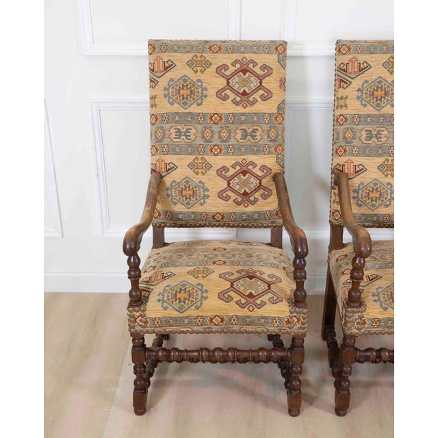 Set of Four French 20th Century Louis XIII Style Armchairs For Sale In Atlanta - Image 6 of 10