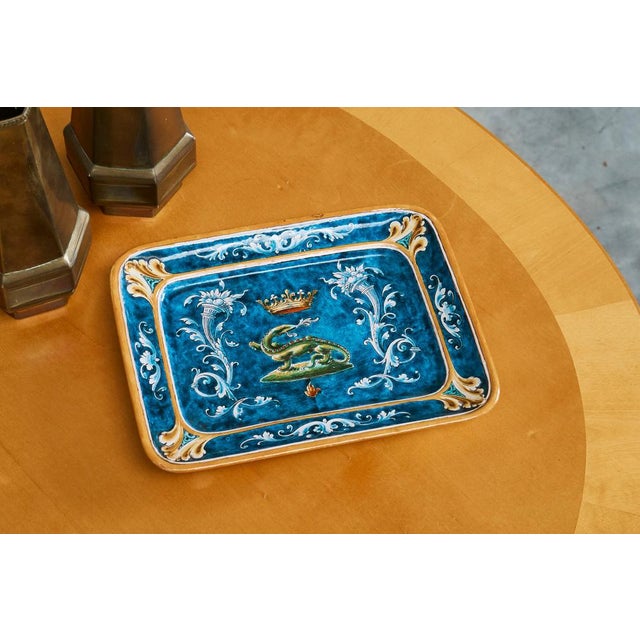 Ulysse à Blois' Renaissance Style Earthenware Dish, France, 19th Century. A wonderful and very colorful neoclassical...