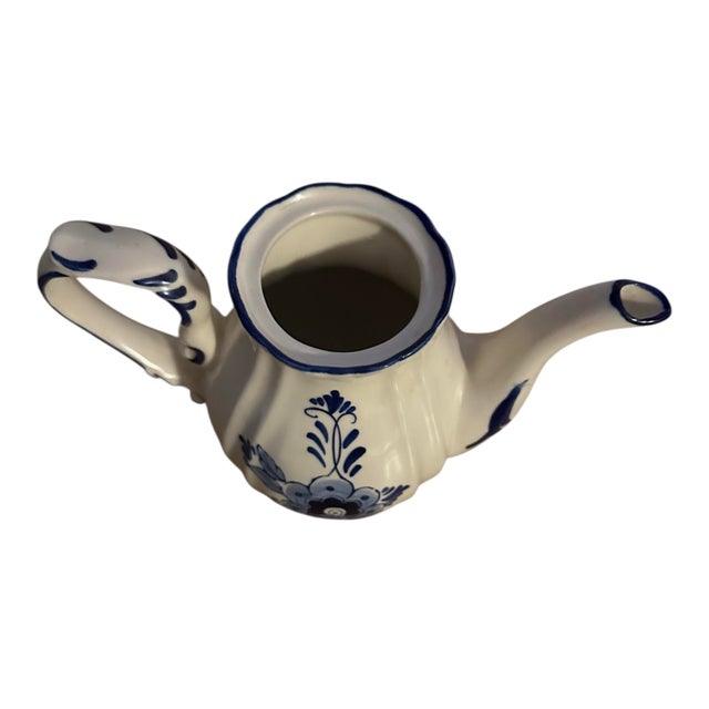 Mid-Century Modern Vintage Delfts Blauw by Holland Blue and White Teapot For Sale - Image 3 of 10