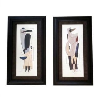 Thomasville Furniture Alfred Gockel Framed Abstract Prints - Pair For Sale