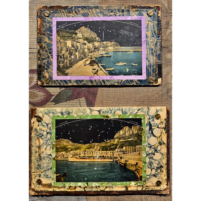 James Garrett Faulkner -"Two Views of Capri at Night" -Mixed-Media Painting For Sale - Image 4 of 12