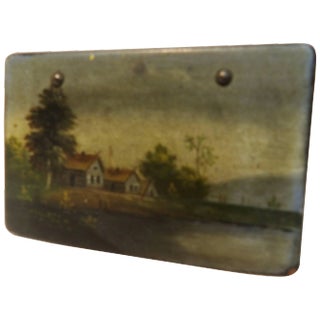 Antique Russian Lacquer Box With Landscape For Sale