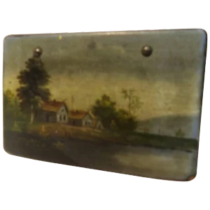 Antique Russian Lacquer Box With Landscape