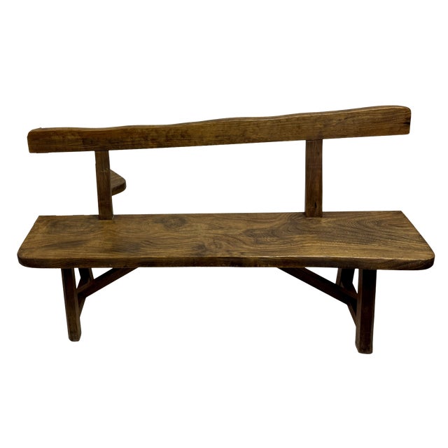 Mid-Century Sculptural Elm Bench attributed to Olavi Hanninen, 1960s For Sale