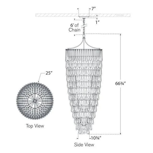 Transitional Julie Neill for Visual Comfort Signature Vacarro Tall Cascading Chandelier in Plaster White For Sale - Image 3 of 3