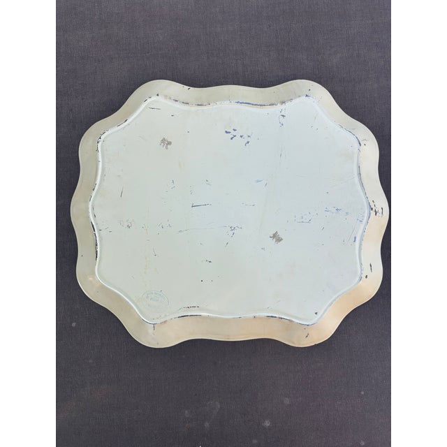 Ivory Vintage Pilgrim Art Hand-Painted Floral Tole Tray – Ivory & Pink Roses For Sale - Image 8 of 12